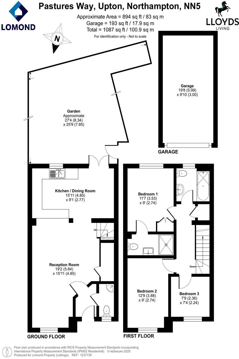 3 bedroom Terraced House in Harrington Close, Upton, Northampton floorplan