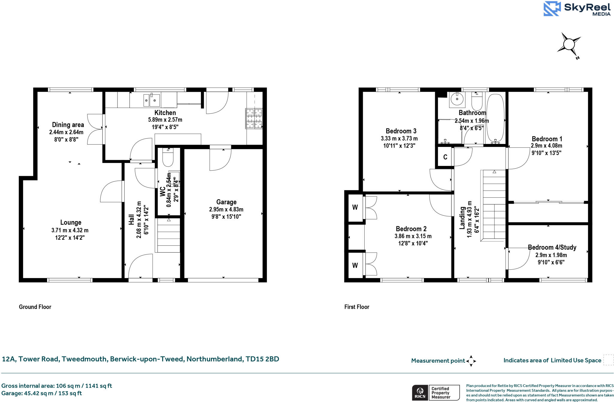 12A, Tower Road, Tweedmouth, Berwick-upon-Tweed, Northumberland floorplan