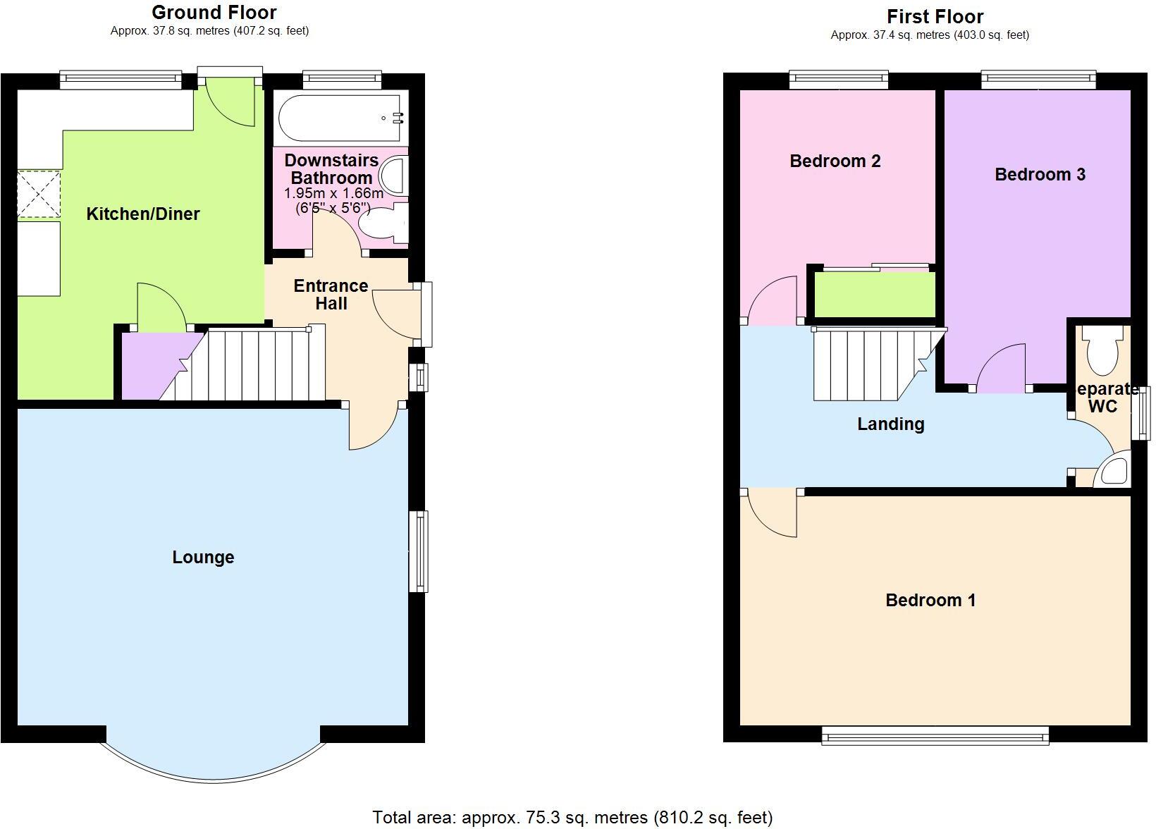Tamar Road, Bulkington, SOLAR PANELS + BATTERY, Warwickshire, CV12 floorplan
