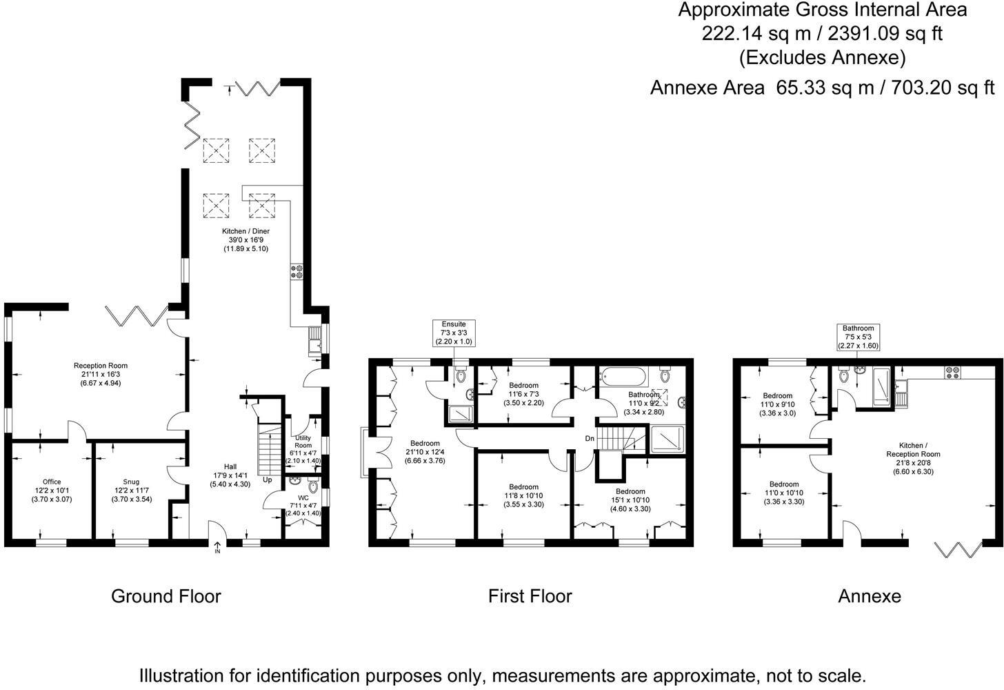 4 bed detached plus 2 bed annex. Owles Lane, Buntingford floorplan