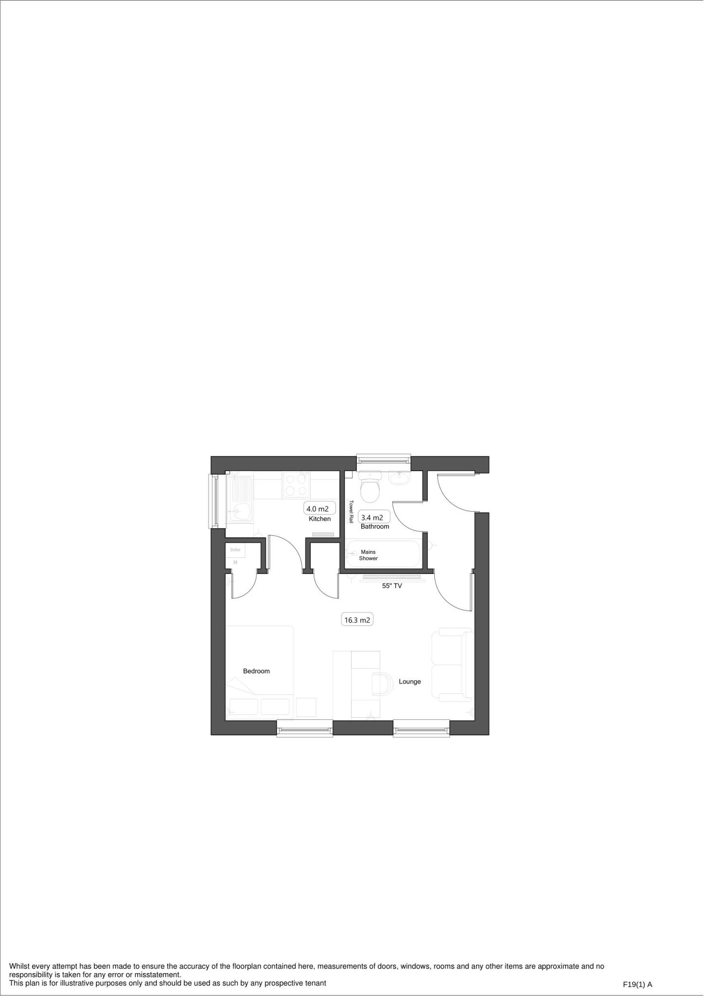 Studio Flat 5, Monterey Gardens EX4 5EN floorplan