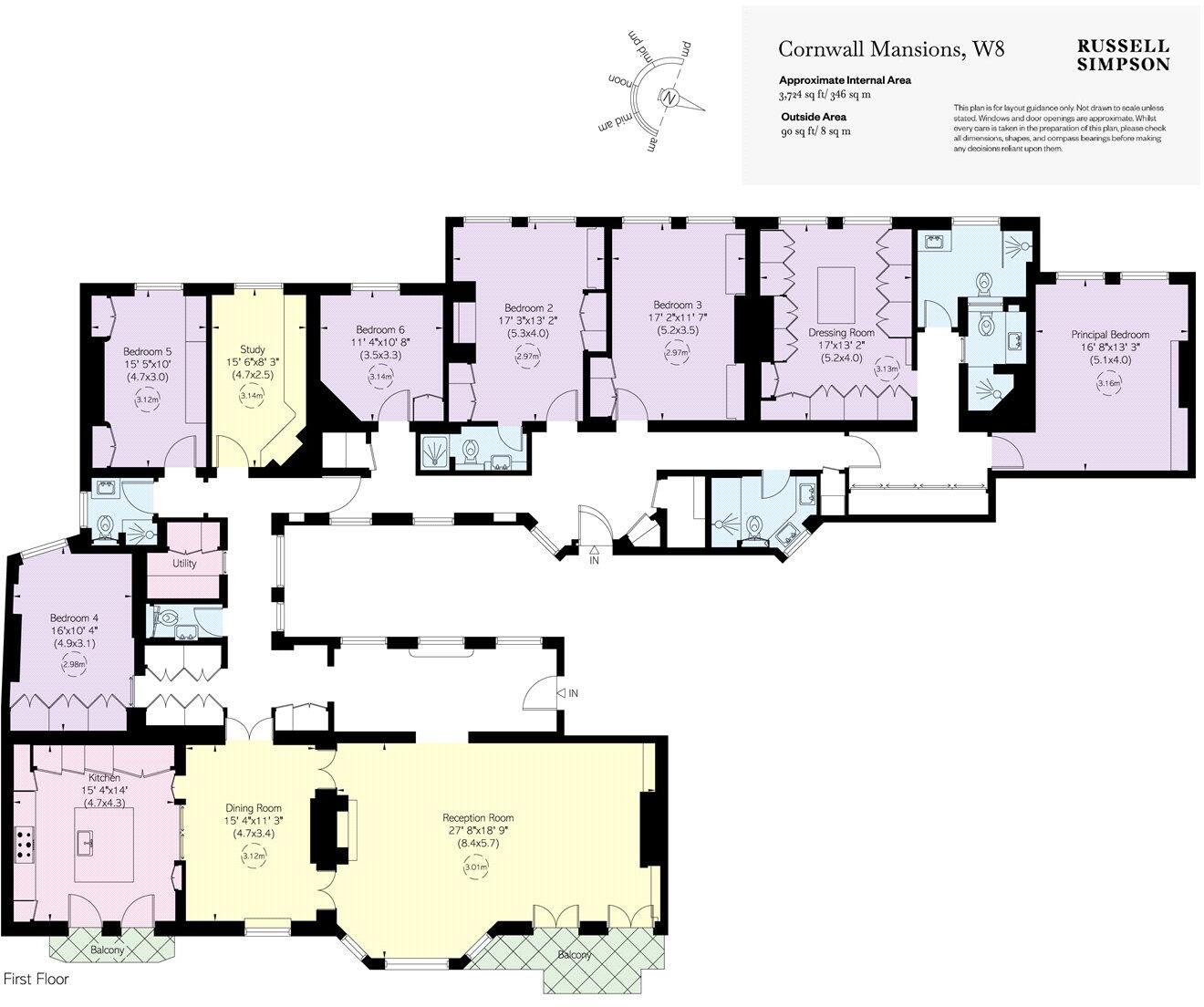 Cornwall Mansions, 33 Kensington Court, Kensington, London, W8 floorplan