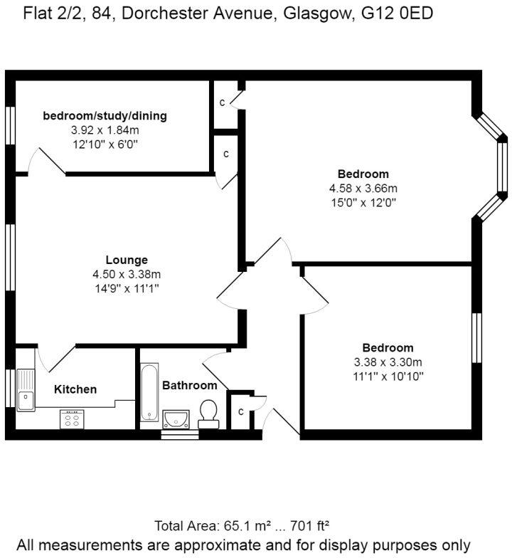 84 Dorchester Avenue, 2/2 Kelvindale, G12 0ED floorplan