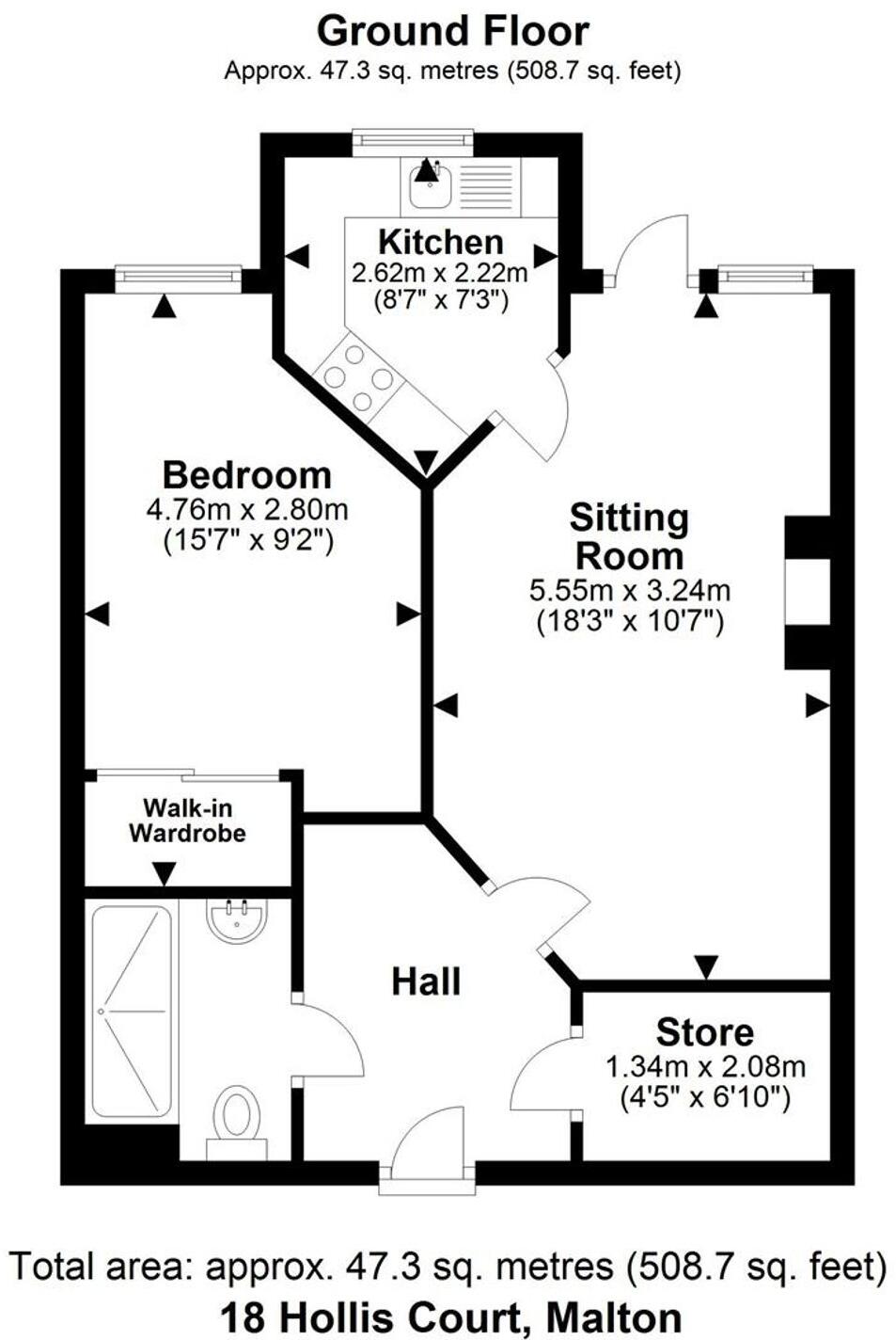 18 Hollis Court, Castle Howard Road, Malton, YO17 7AD floorplan