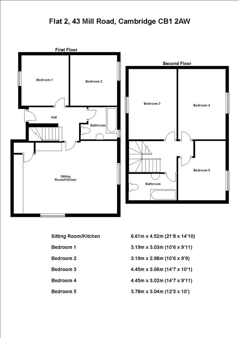 Room 3, Flat 2, 43 Mill Road, Cambridge floorplan