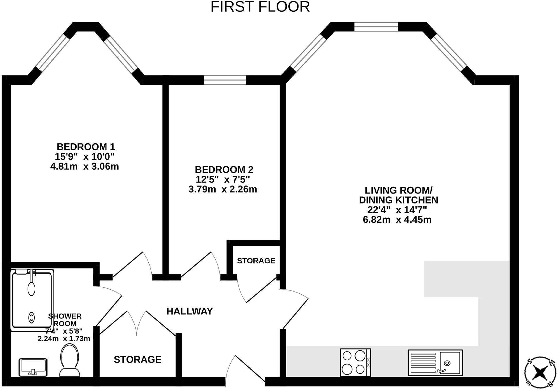 Apartment 5, Queens Pier Apartments, Ramsey floorplan