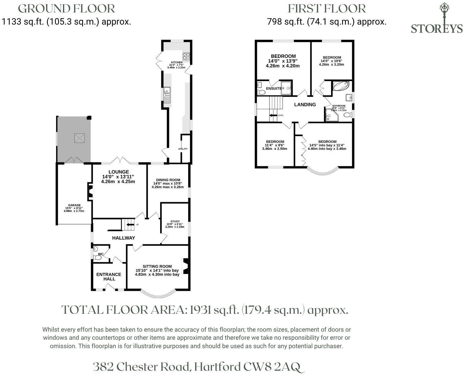 382 Chester Road Hartford Northwich CW8 2AQ floorplan
