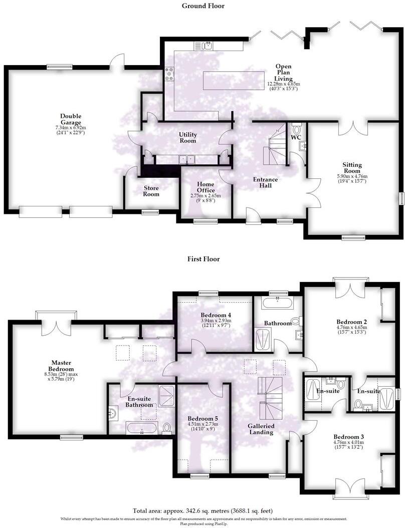 Stunning 5 bed (3,688 sq ft) detached new build home set in large level grounds floorplan