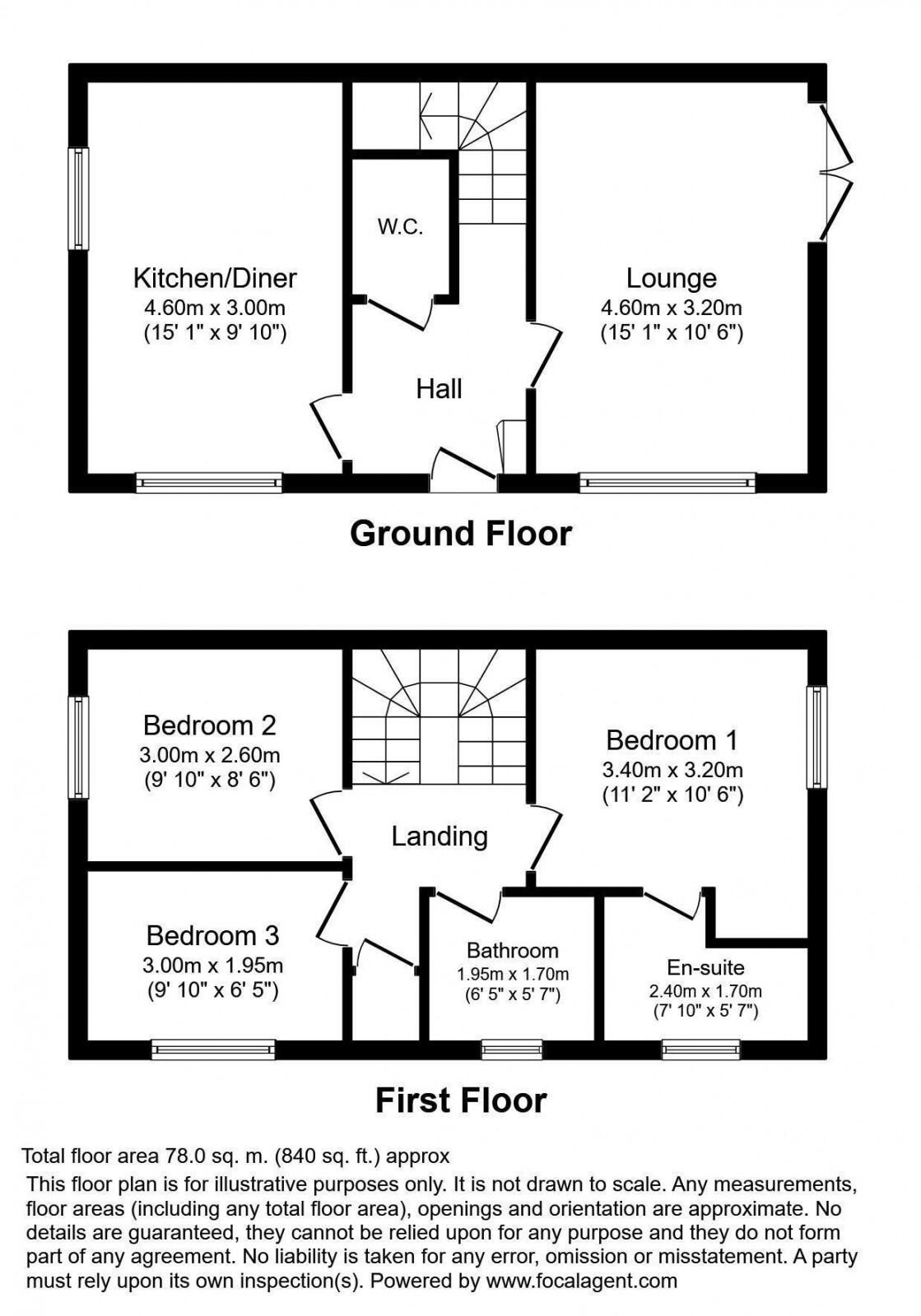 3 bedroom End of Terrace House in Farmers Meadow, Leigh floorplan