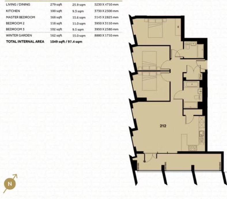 3 Bed Apartment to rent, Brogan House,  St. Josephs Street, London floorplan