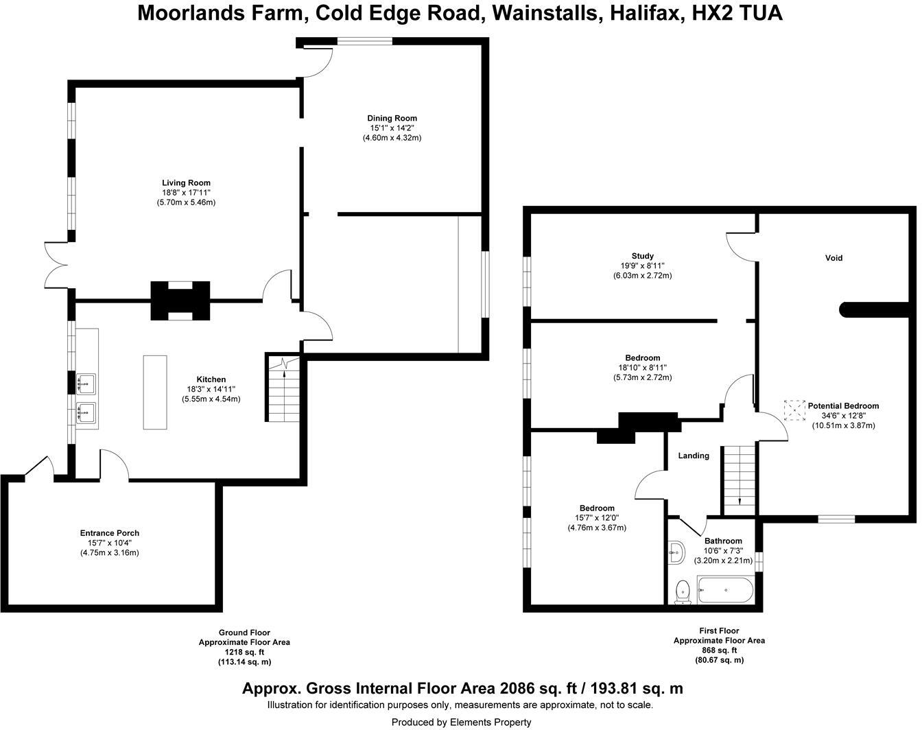 Moorlands Farm, Cold Edge Road, Wainstalls, Halifax, HX2 7UA floorplan