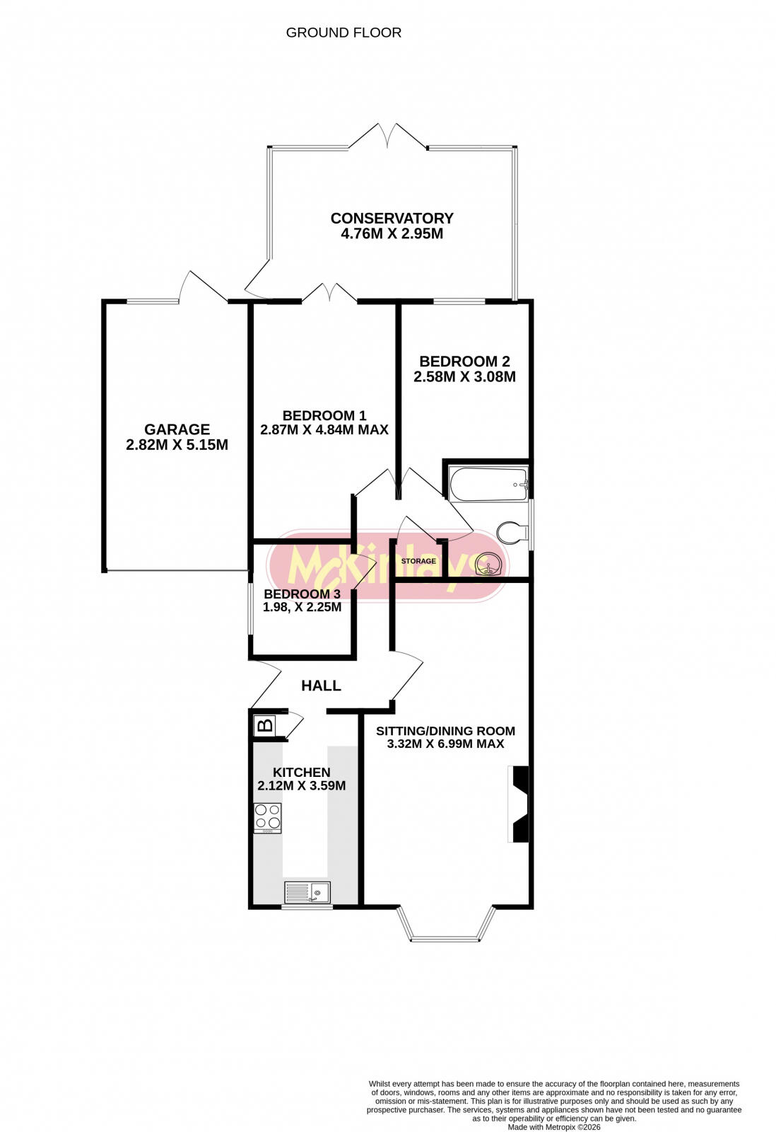3 bedroom detached bungalow in Uffculme. No onward chain floorplan
