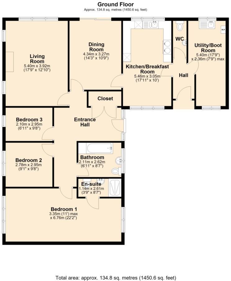 3 Bedroom Bungalow for Sale – High Croft, Hodge Lane, Barnoldswick, BB18 5HF floorplan