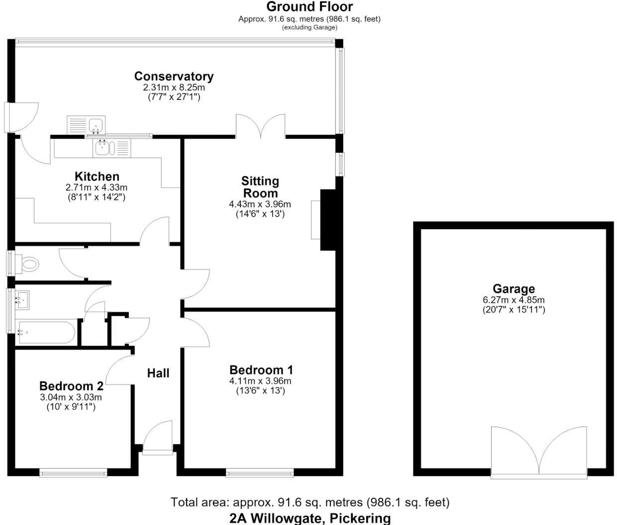 2A Willowgate, Pickering, North Yorkshire, YO18 7BE floorplan