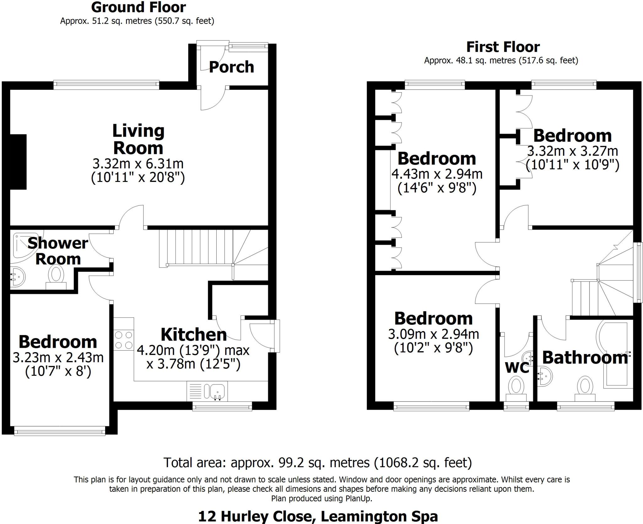 12 Hurley Close, Leamington Spa, CV32 5XB floorplan