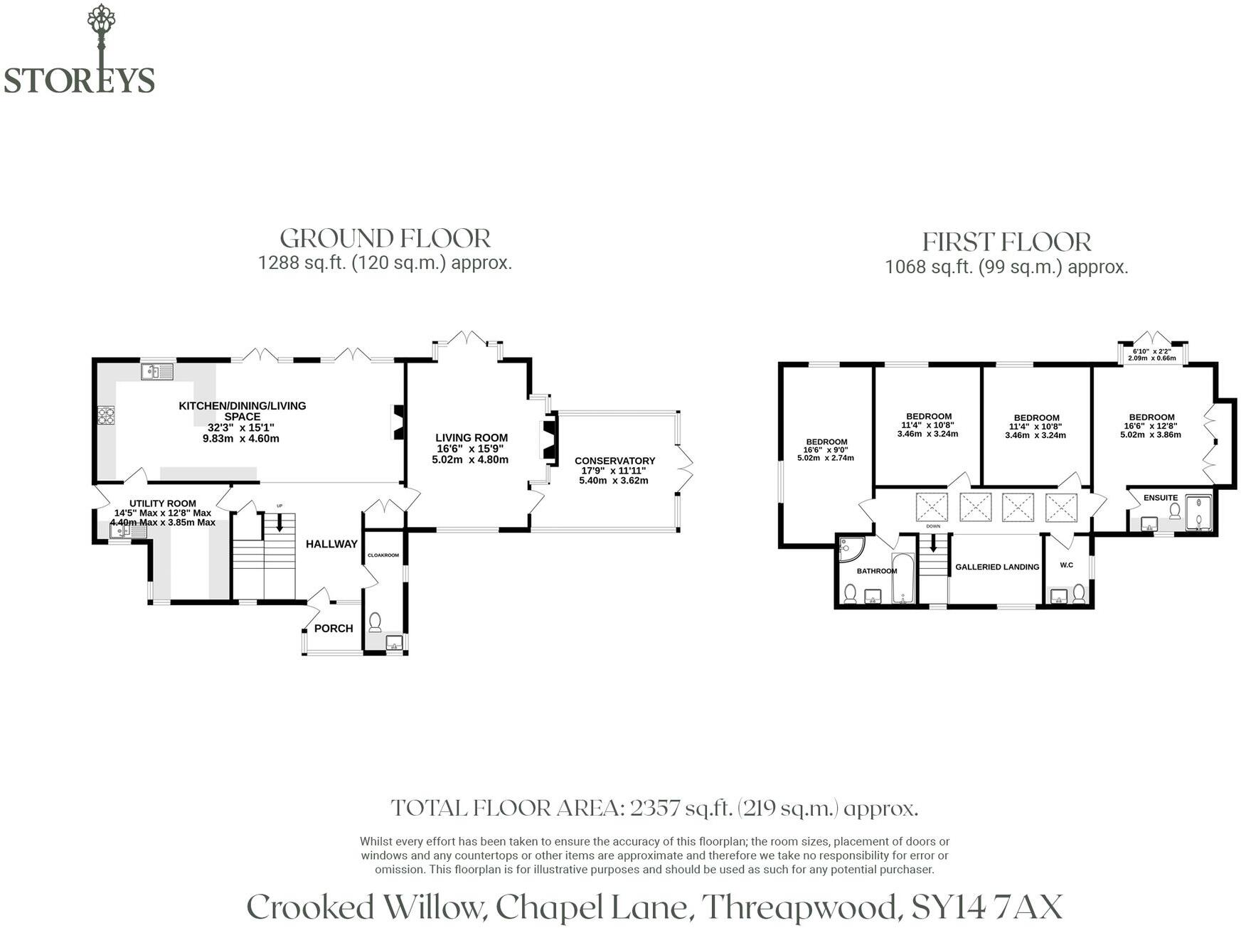 Crooked Willow, Chapel Lane, Threapwood, Malpas, SY14 7AX floorplan