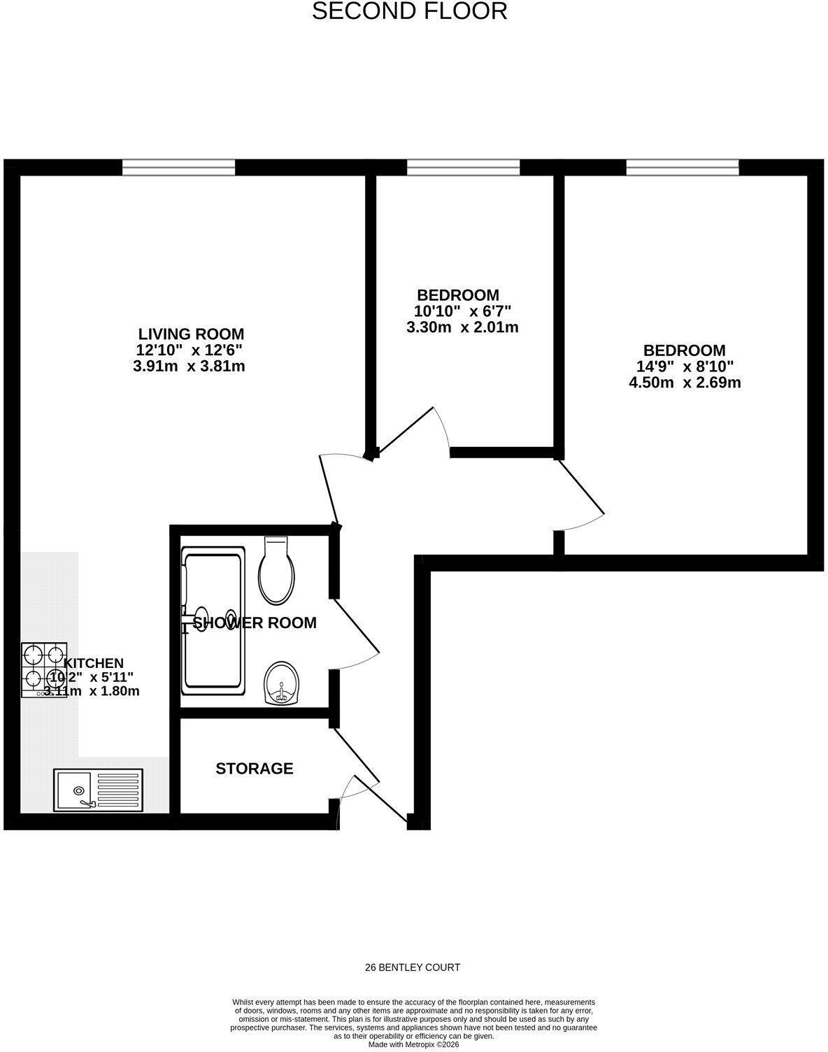 Bentley Court, Upper Gordon Road, Camberley, Surrey, GU15 floorplan