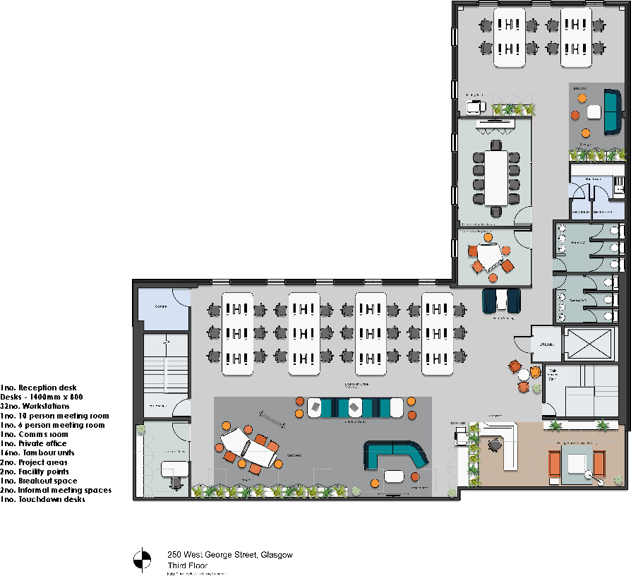 3rd FL showing meeting rooms and potential layout