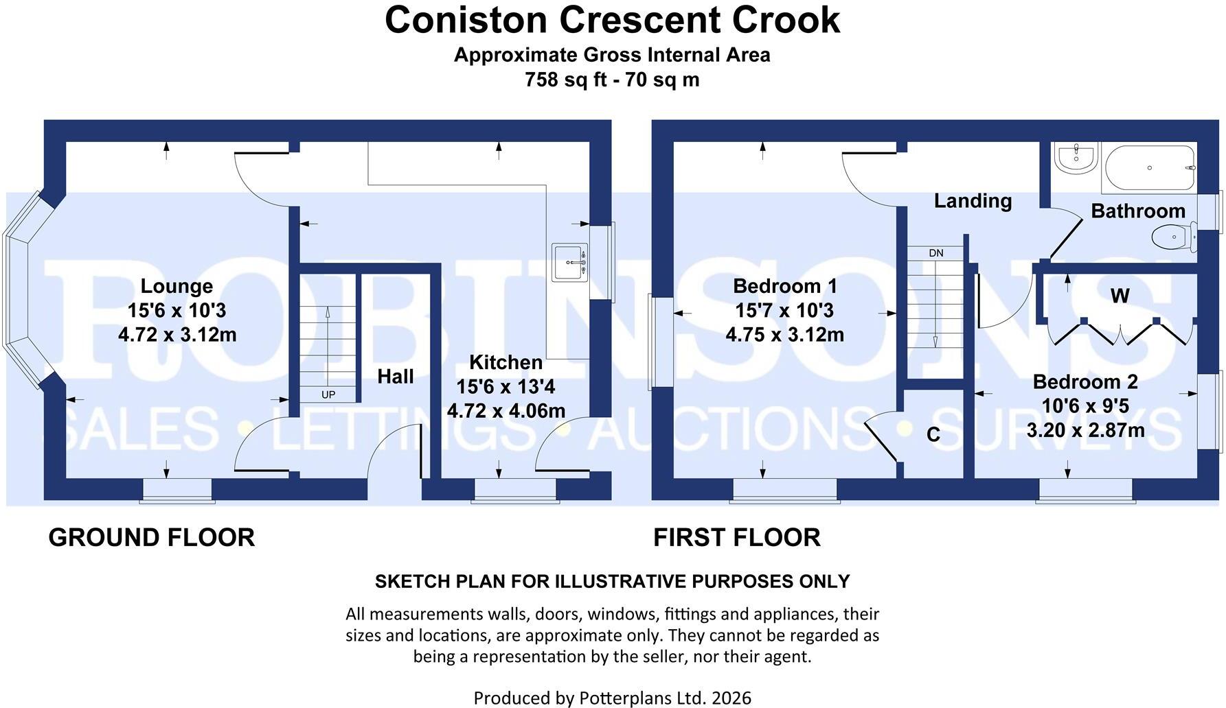 Coniston Crescent, Crook floorplan