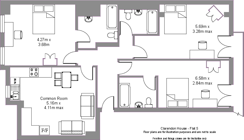 Flat 5 Clarendon House, Clarendon Square, Leamington Spa, Warwickshire floorplan