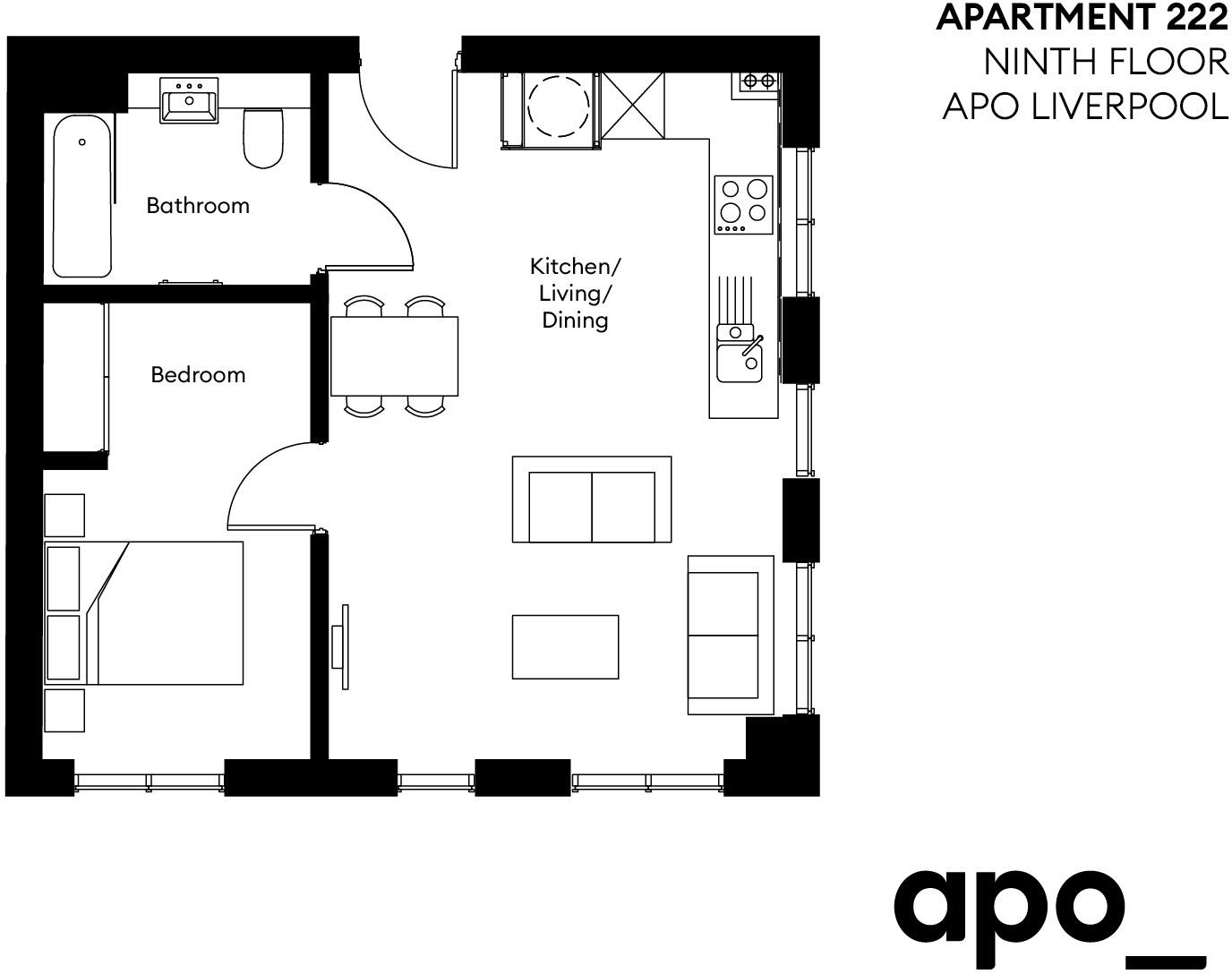Flat 222, The  Copper House, 25 Strand Street, Liverpool, L1 8AS floorplan