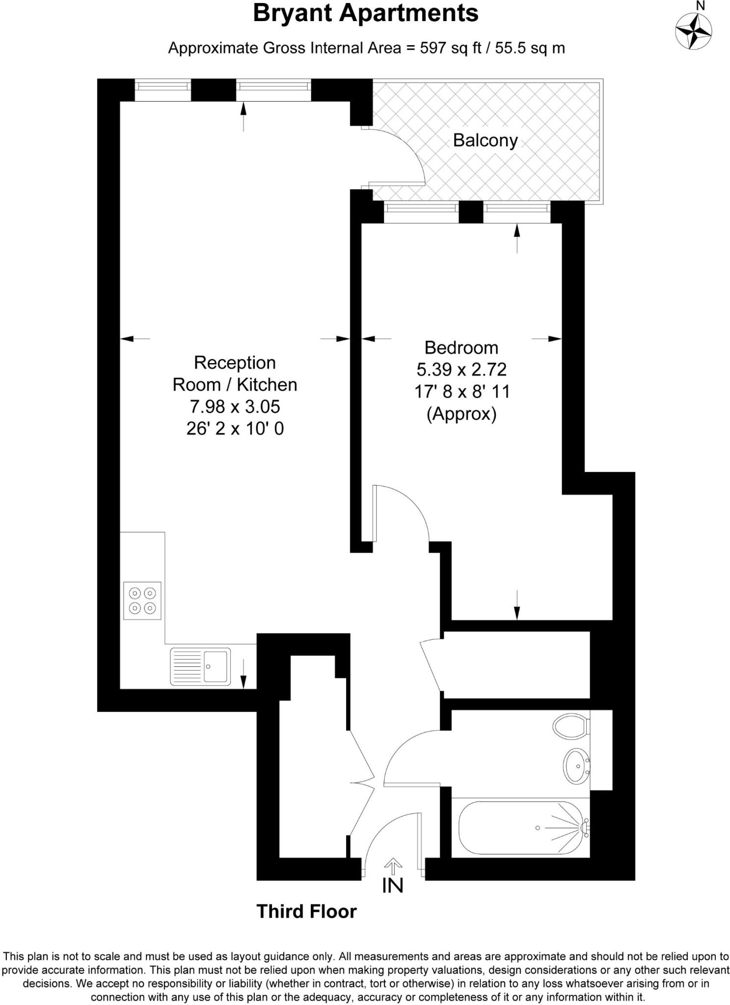 One bed Flat in Bryant Apartments Perceval Square, College Road, Harrow floorplan