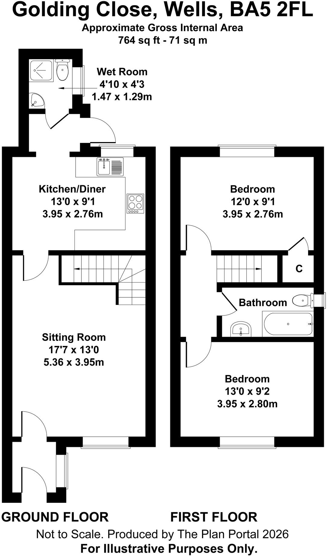Golding Close, Wells floorplan