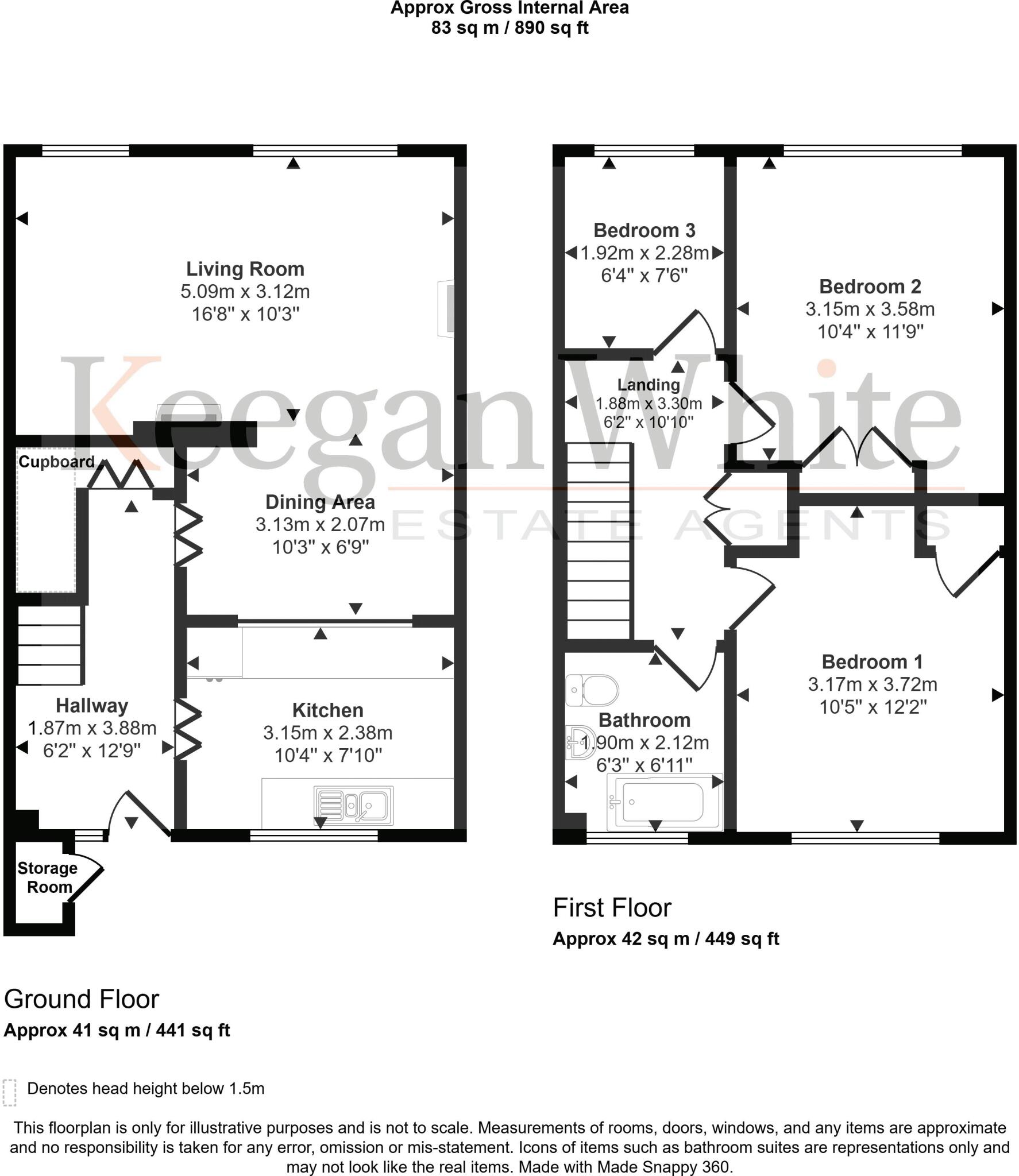 Cross Court, Downley - 3 Bedroom Duplex - Needs Full Refurbishment floorplan