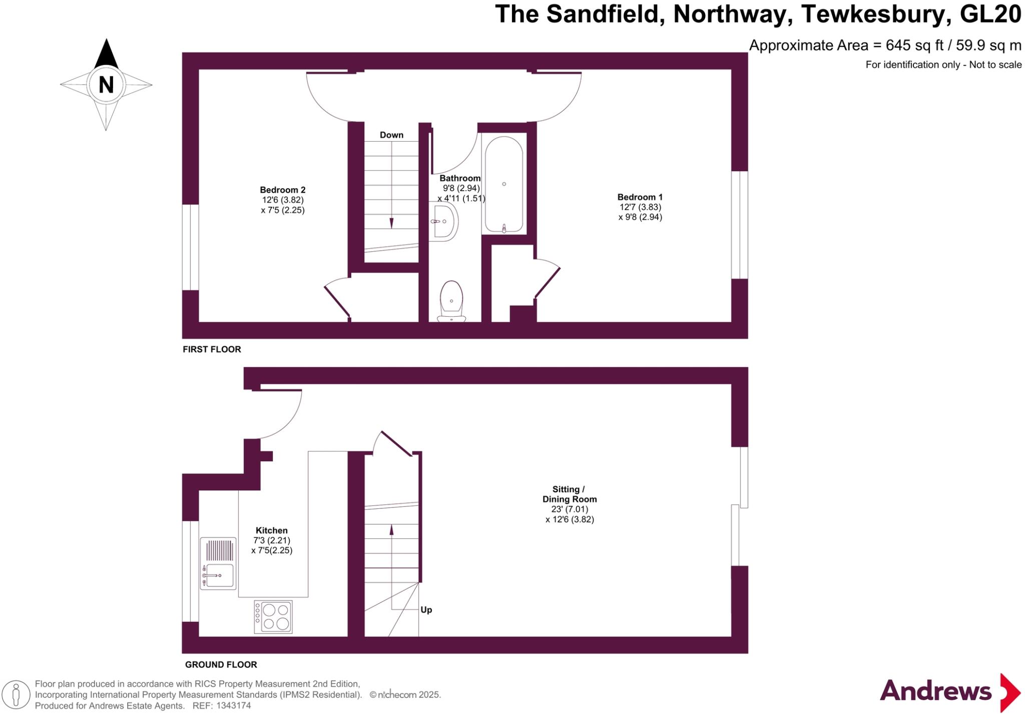 The Sandfield, Northway, Tewkesbury, Gloucestershire, GL20 floorplan