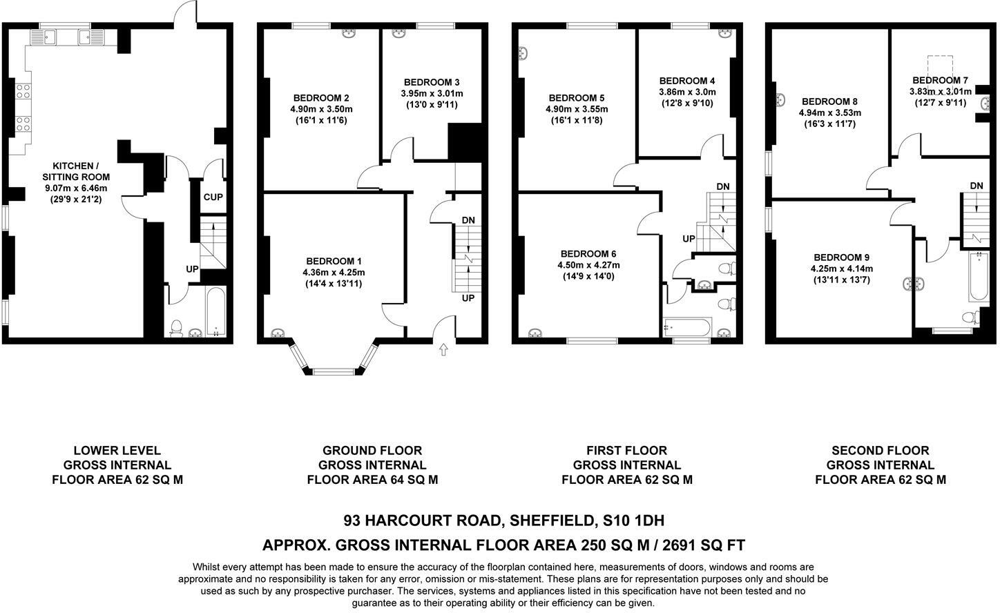 93 Harcourt Road, Sheffield floorplan