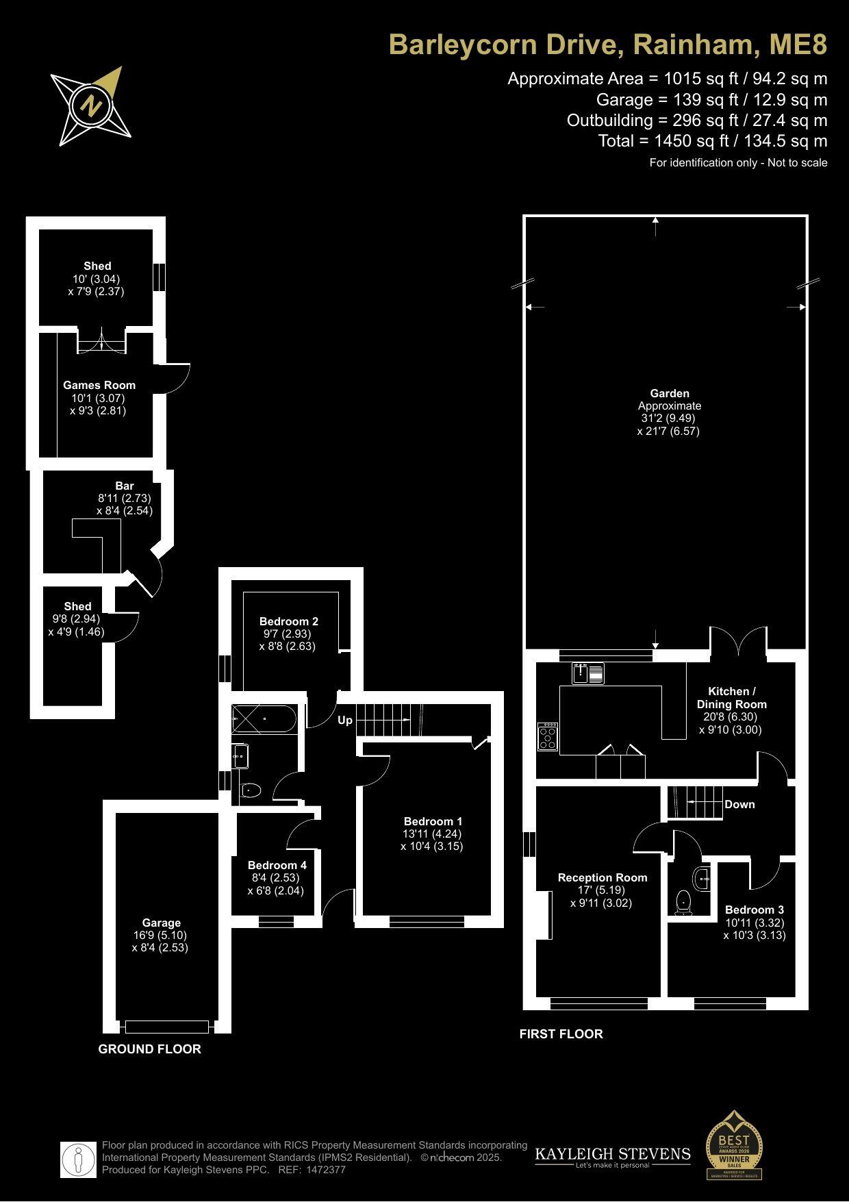 Versatile family home 1,015 sq ft, garage, driveway and an incredible garden entertainment set-up floorplan