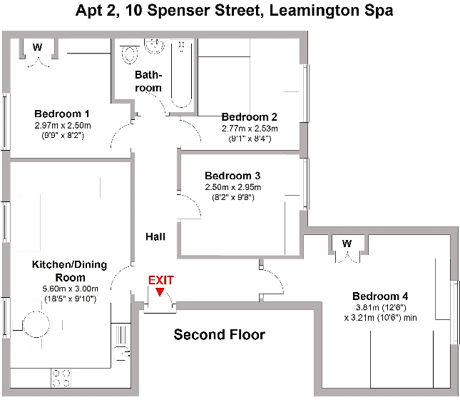 Flat 2, 10 Spencer Street, Leamington Spa, Warwickshire, CV31 floorplan