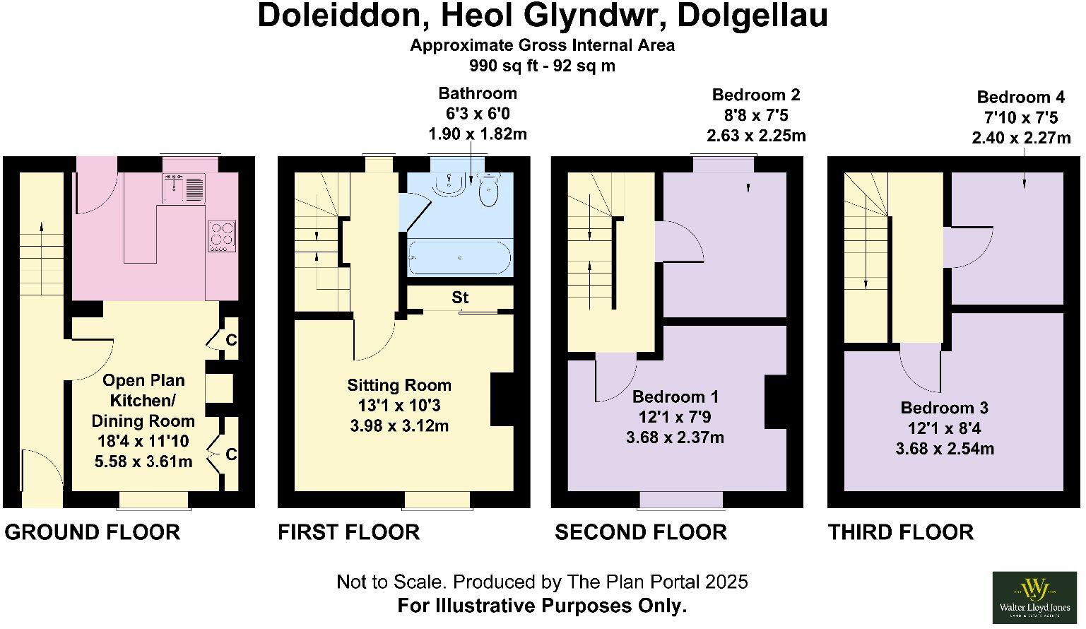 Doleiddon, Glyndwr Street, Dolgellau. LL40 1BD floorplan
