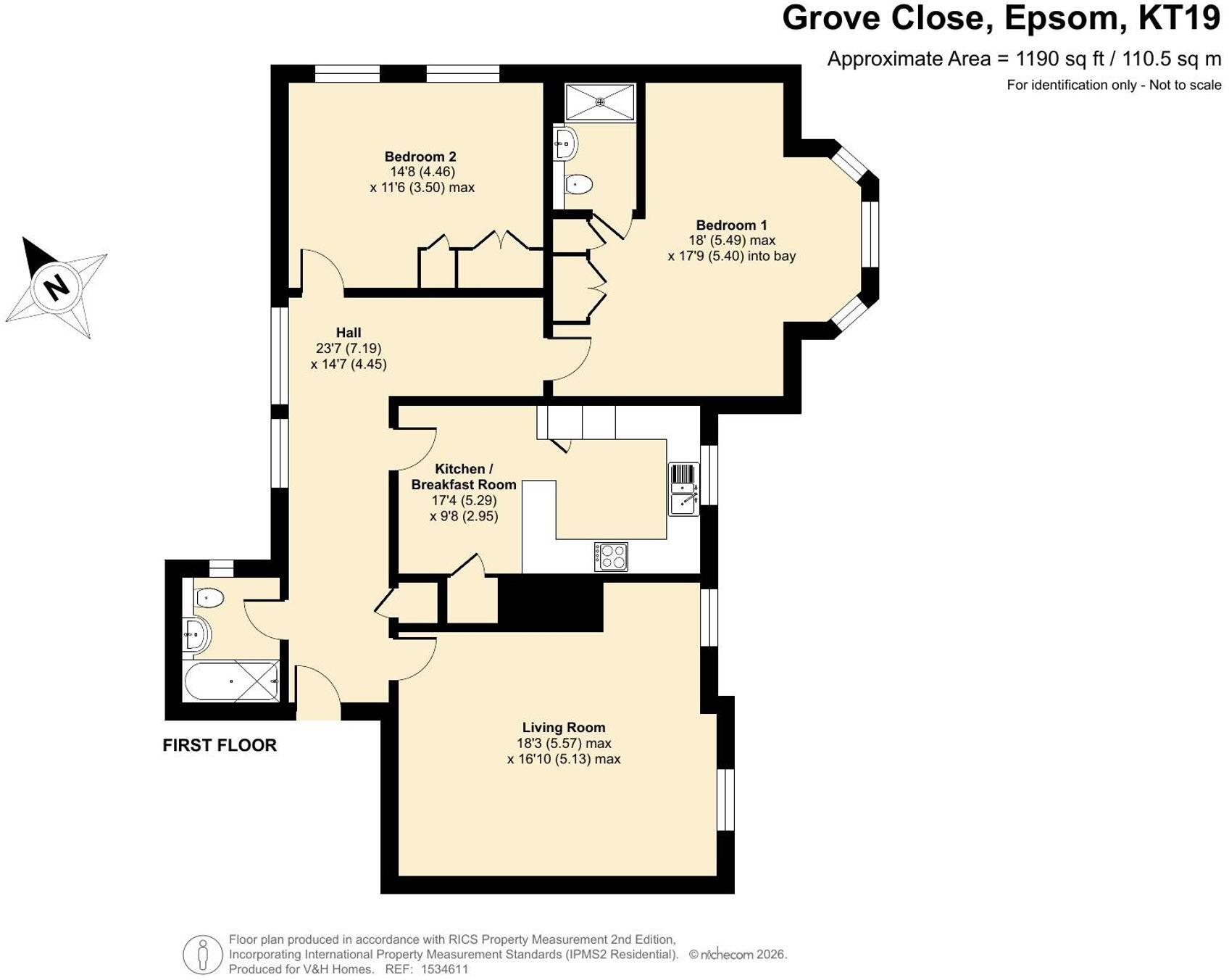 Grove Close, Epsom, KT19 floorplan
