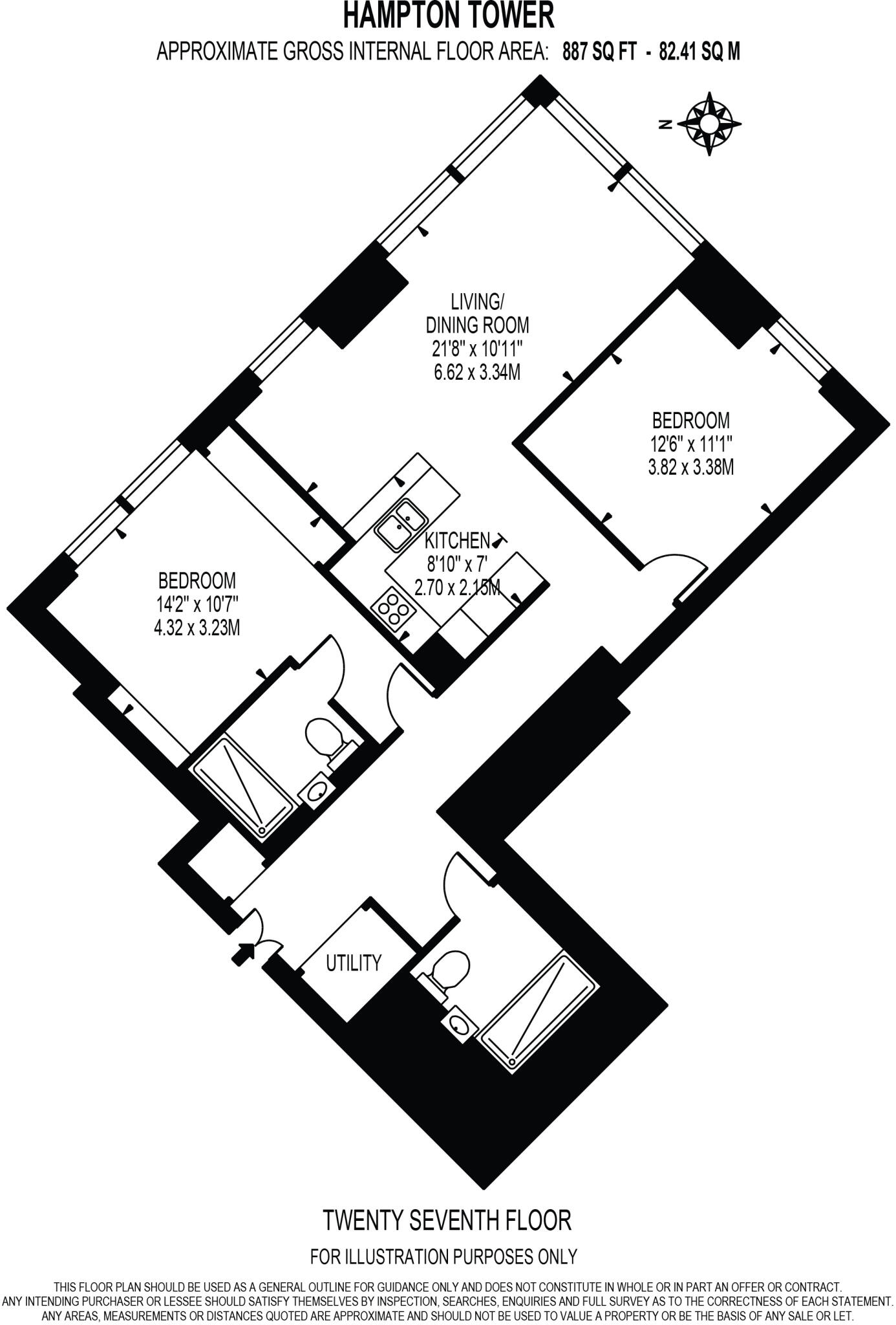 Hampton Tower, 75 Marsh Wall, London , E14  floorplan