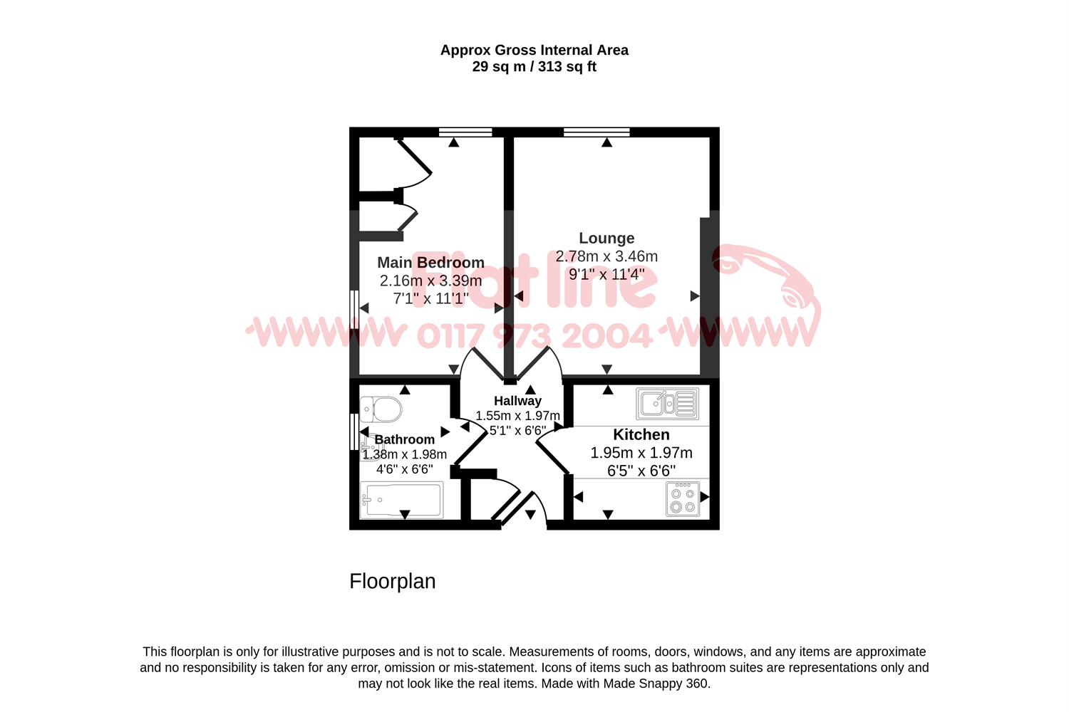 1 bedroom Top Floor Flat in Clifton floorplan