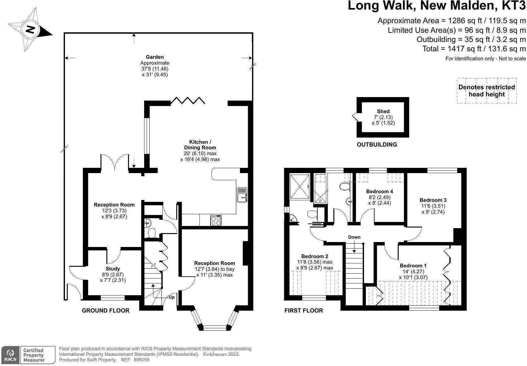 4 bedroom house to rent in Long Walk, New Malden KT3 floorplan