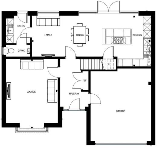Show Home Hare's Leap, Scots Lawn, Brent Road, East Brent, TA9 floorplan