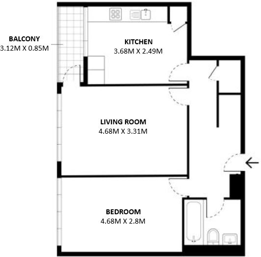 Flat 68 Windmill Court, 52 Mapesbury Road, London, NW2 4JH floorplan