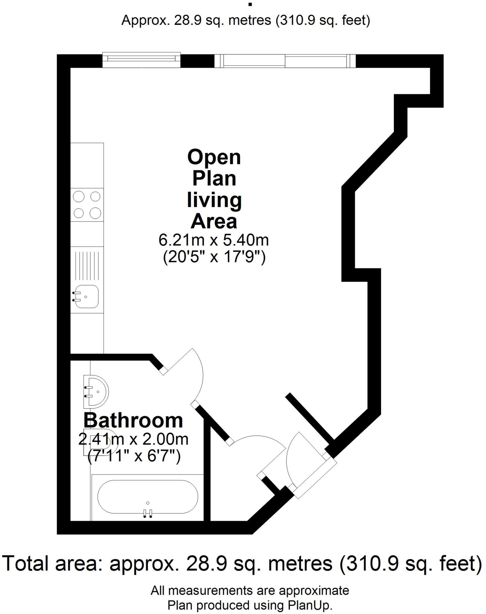 Studio apartment at Broughton House, 50 West Street,S1 4EX  floorplan