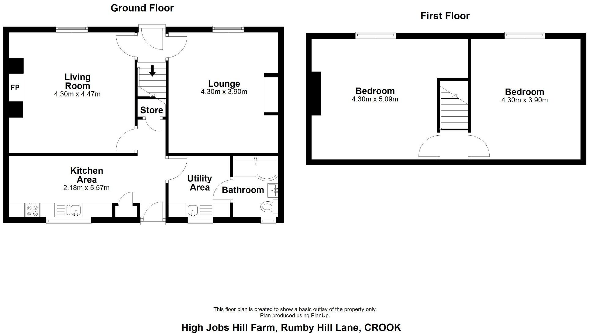 High Jobs Hill Farm, Crook, County Durham, DL15 0SF floorplan