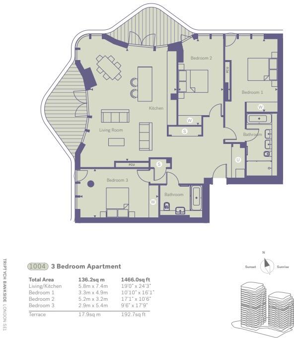 Triptych, Bankside, SE1 floorplan