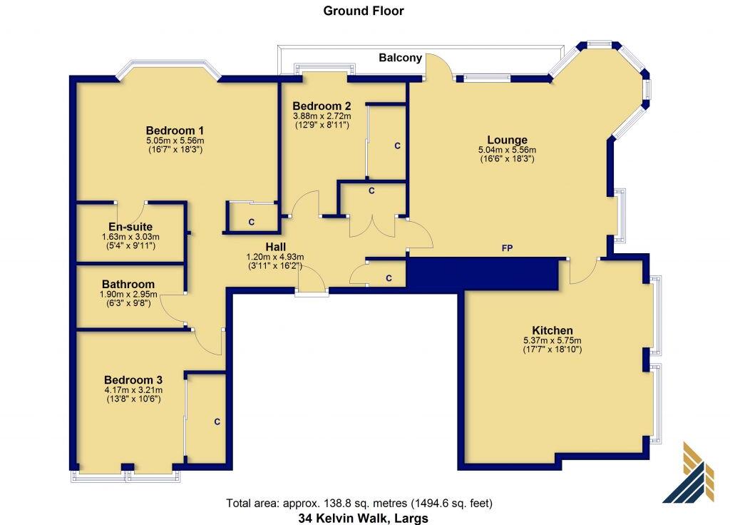 34 Kelvin Walk, Largs, KA30 8SJ floorplan