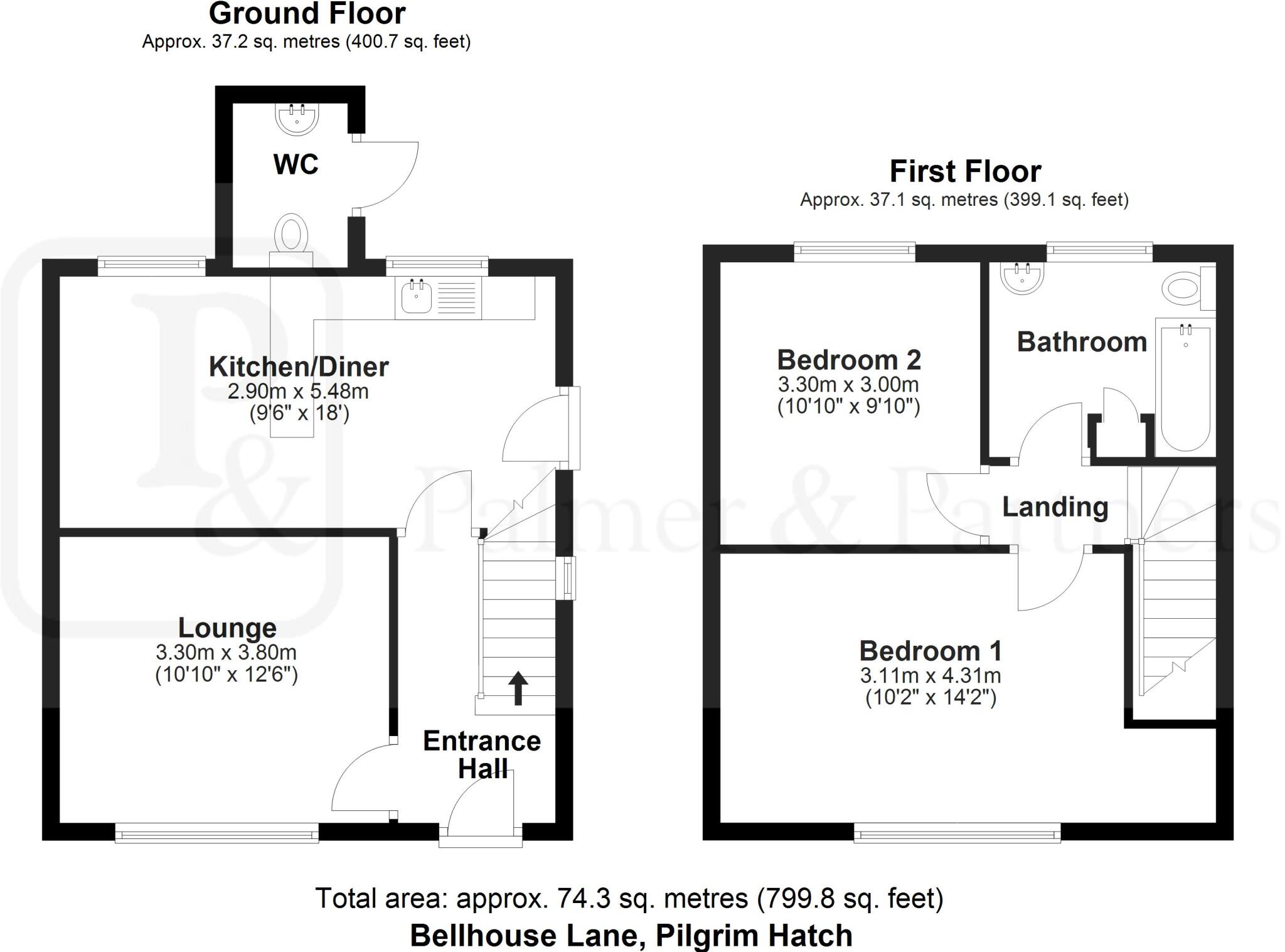 Bellhouse Lane, Pilgrims Hatch, Brentwood, Essex, CM14 floorplan