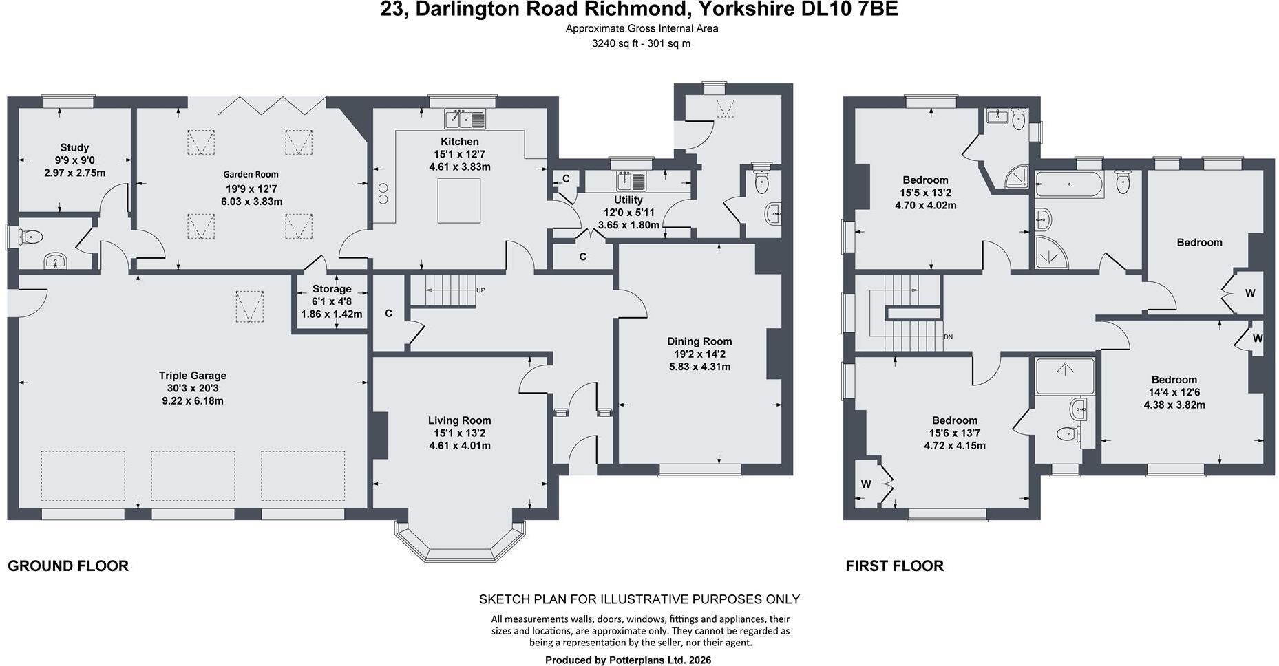 Meadowfield, 23 Darlington Road, Richmond DL10 7BE floorplan