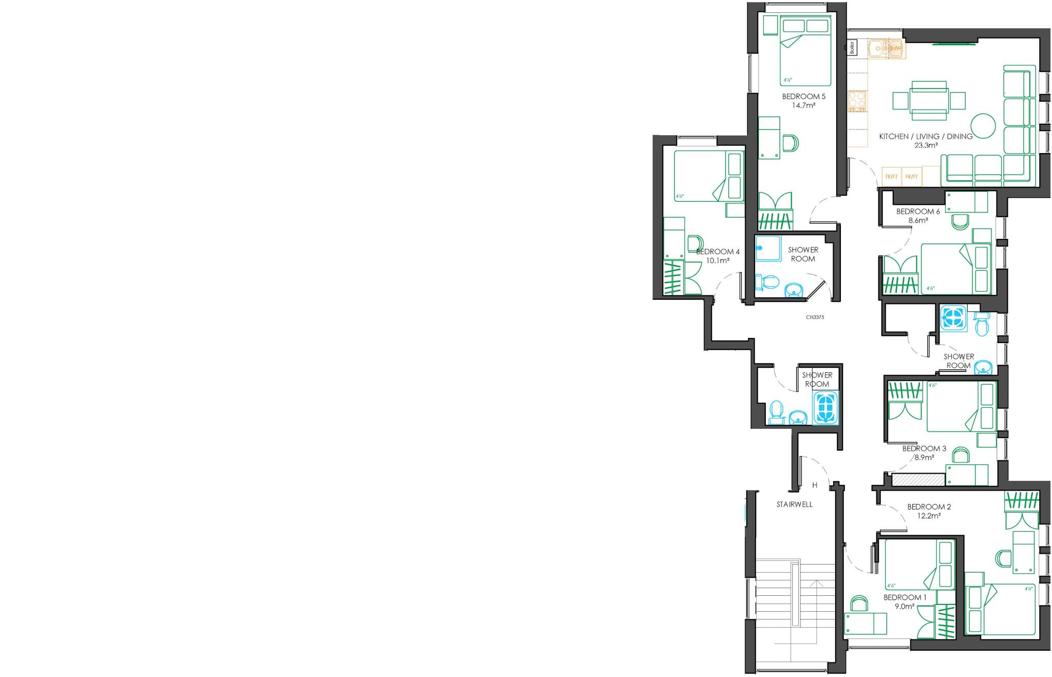 H, Gordon House, Cranmer Street NG3 4HG floorplan