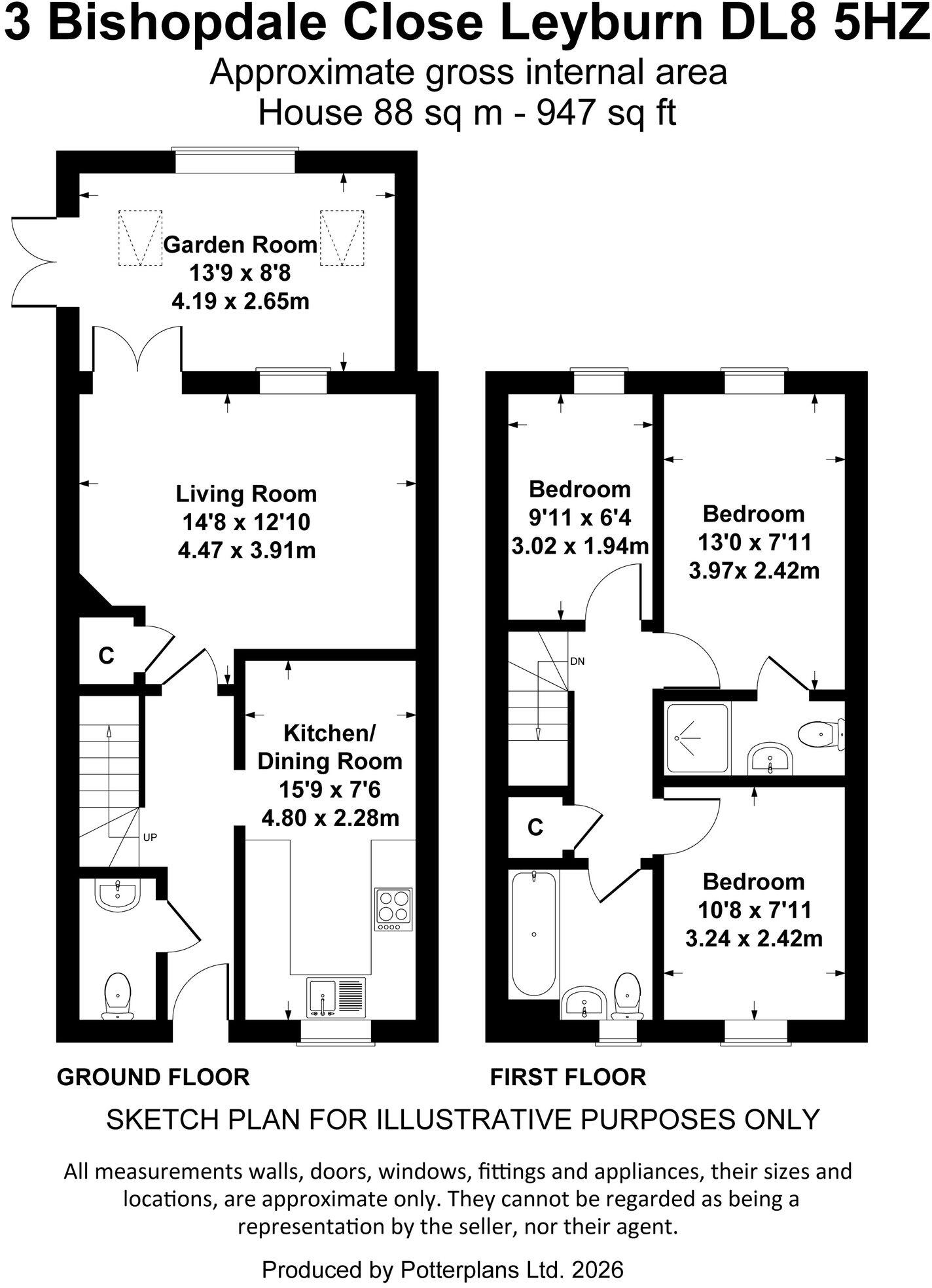 3 Bishopdale Close, Leyburn floorplan