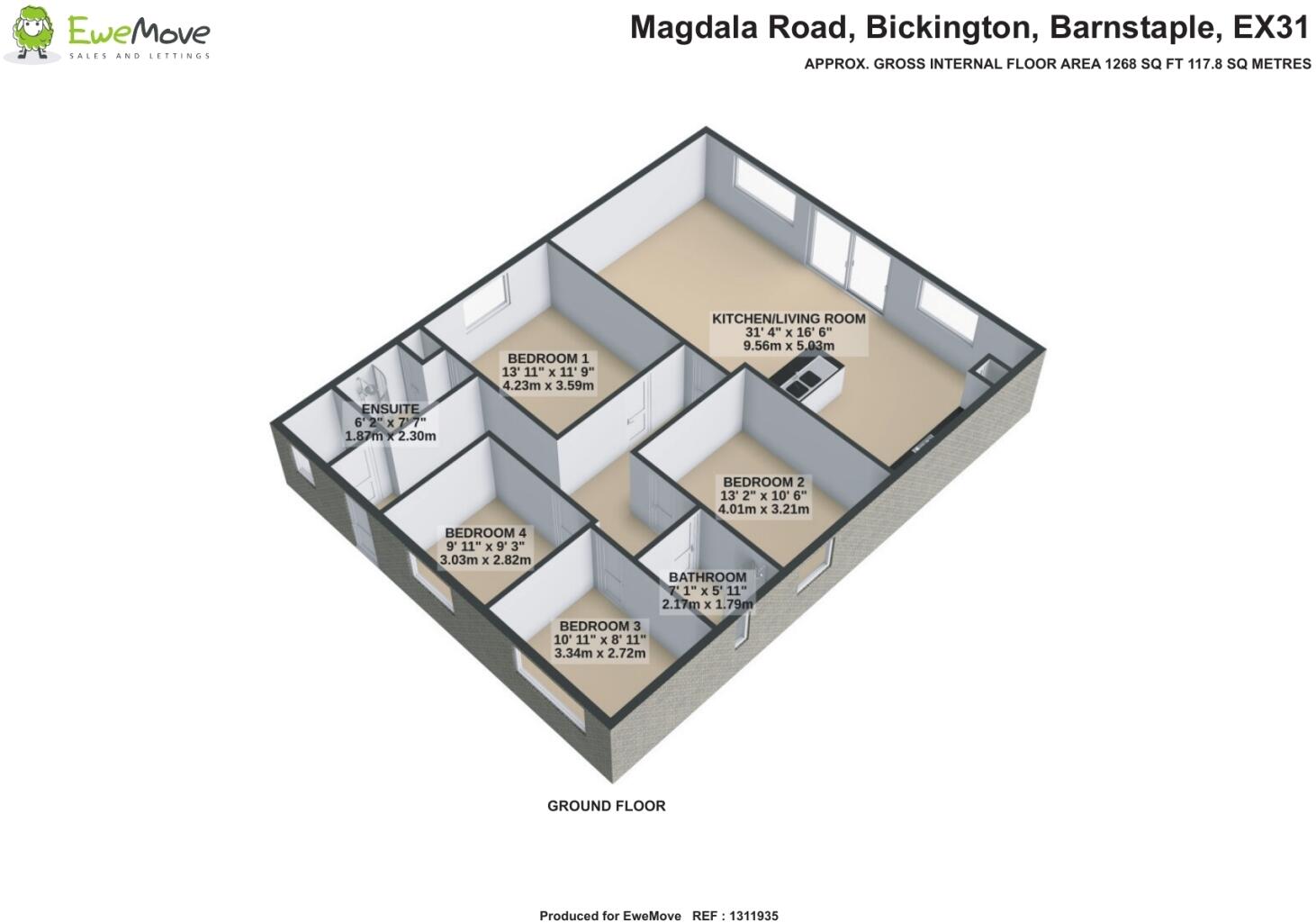 Magdala Road, Bickington, Barnstaple, Devon, EX31 floorplan