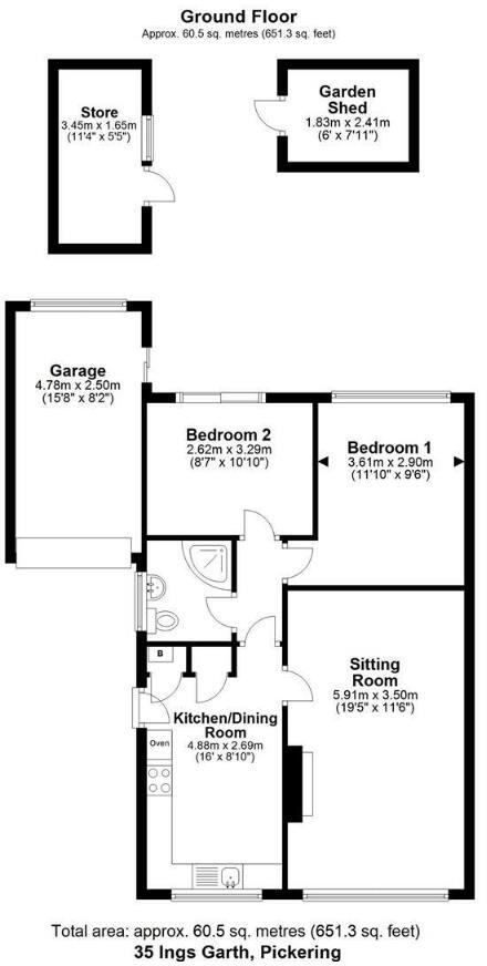 35 Ingsgarth, Pickering, North Yorkshire, YO18 8DA floorplan