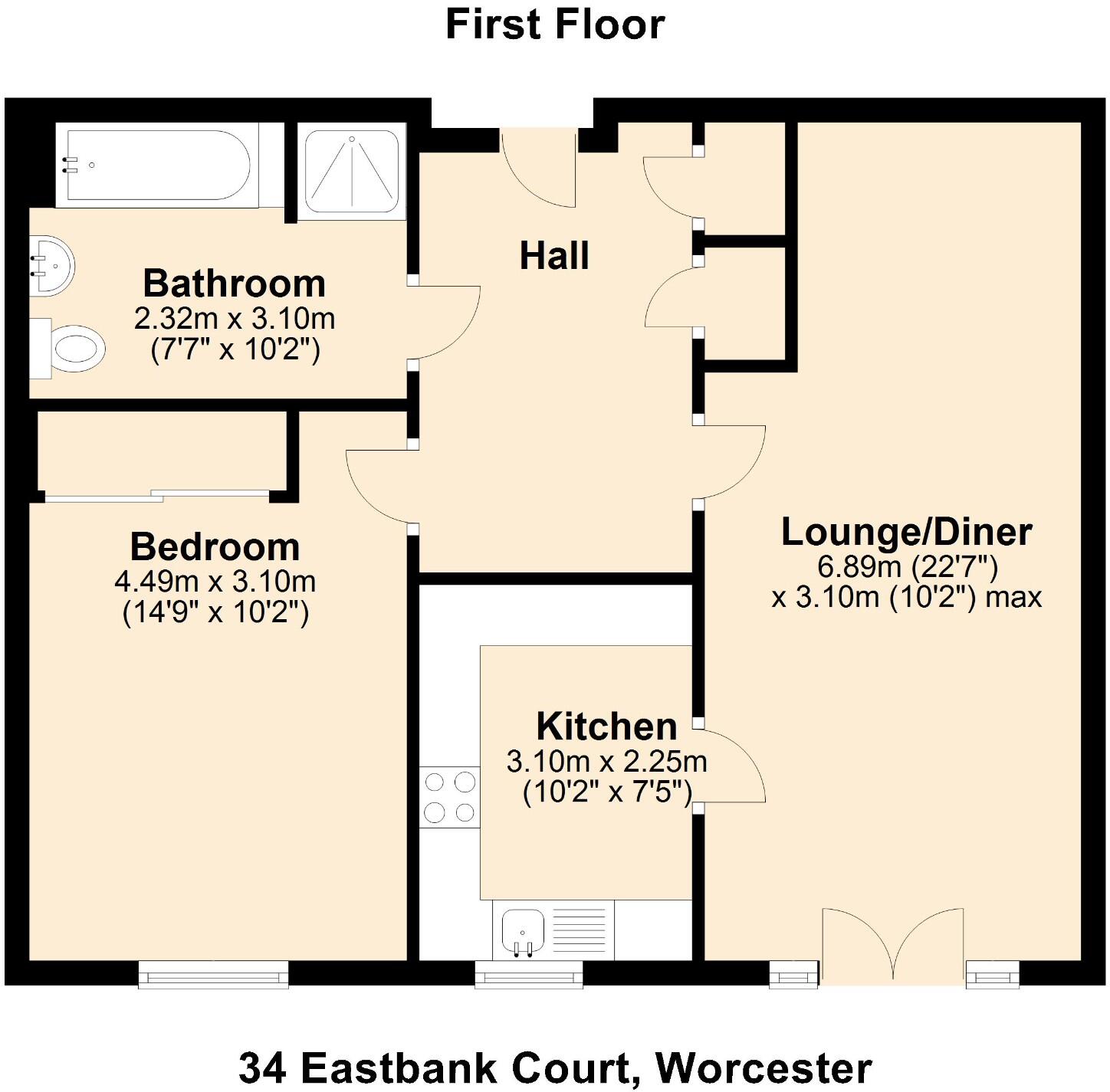 34 Eastbank Court, Eastbank Drive, Off Northwick Road, Worcester, WR3 7EW floorplan